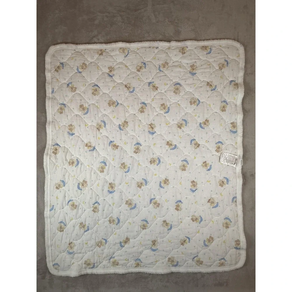 Vtg Triboro Baby Crib Quilt Teddy Bear Rocking Horse Boys And Girls White‎ USA